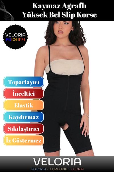 Veloria Premium Series Slimming Strap Recovery Firming Body Shaping Full Length Corset with Zipper