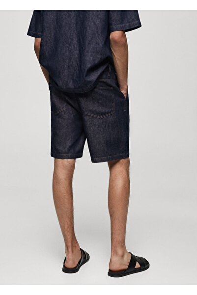 MANGO Man %100 pamuklu denim görünümlü bermuda şort