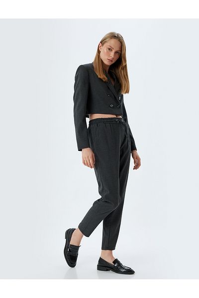 Koton Pocketed Elastic Waist High Waist Jogger Carrot Cut Trousers