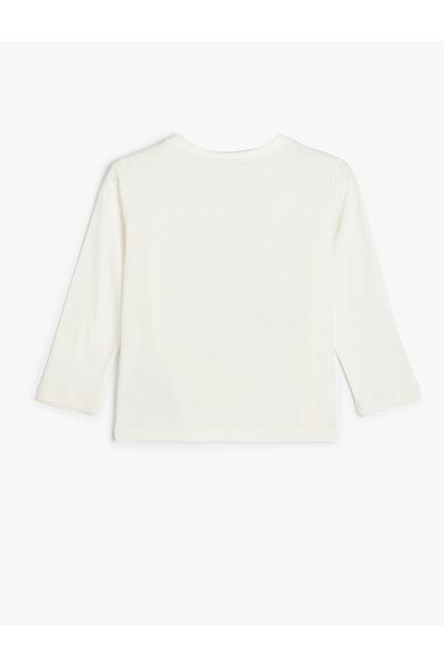 Koton Long Sleeve Crew Neck Cotton T-Shirt - Embossed Horse Print