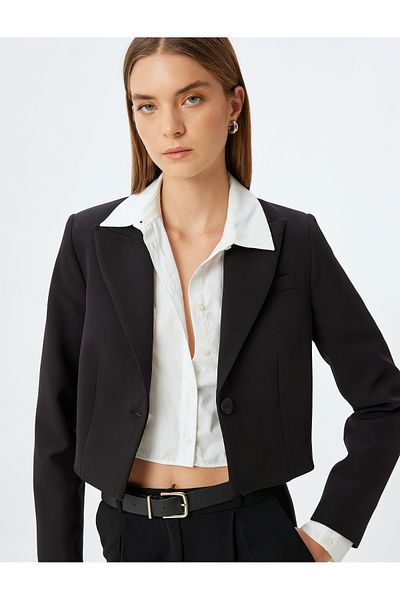 Koton Μπουφάν Double Breasted Crop Blazer