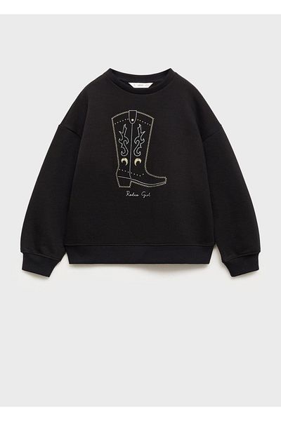 MANGO Kids Cotton sweatshirt with embroidery detail