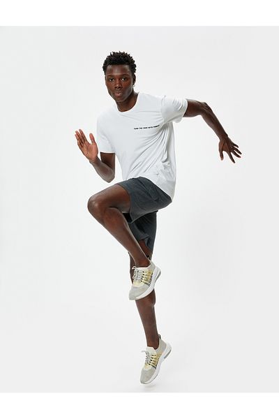 Koton Crew Neck Short Sleeve Sports T-Shirt - Slogan Printed