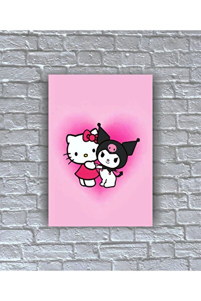 icase Kuromi Melodi Hello Kitty Poster duvar süsü dekor Kapı Süsü Konsept Dekor Ahşap Tablo