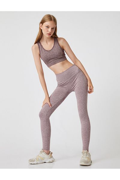 Koton Magas derekú tüll részletes varrat nélküli sport leggings - szürke vékony szabású