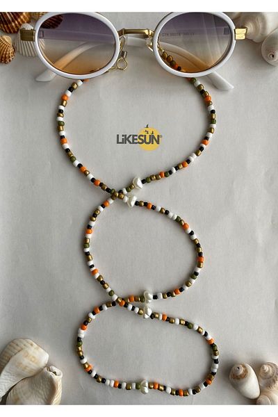 LiKESUN Orange Green String Antique Lost - Glasses Strap and Double Wrapped Necklace