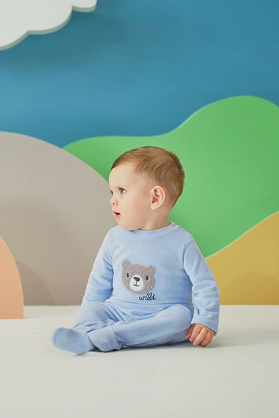 Miny Center Baby Boy Velvet Jumpsuit