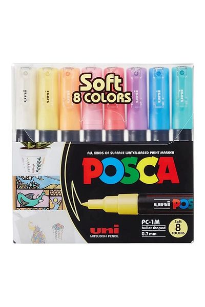 UNİ-BALL Uni Posca Water Based Marker Soft Colors Pc-1M/8C Sc 0.7mm Set of 8