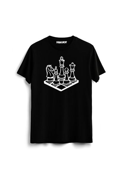 hakuof Unisex Βαμβακερό T-Shirt υψηλής ποιότητας - Chess Printed Chess