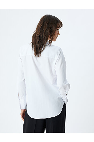 Koton Langärmliges Smokinghemd aus Baumwolle – Hüftlänge