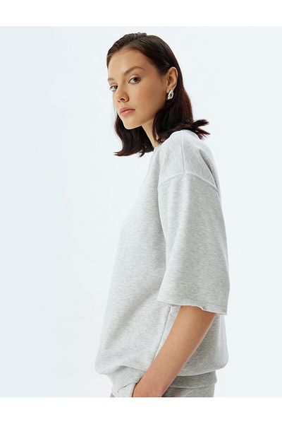 Koton Short Sleeve Crew Neck Cotton Sweatshirt