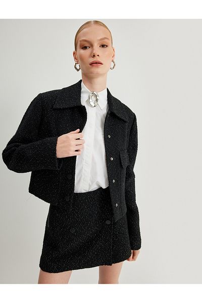 Koton Fusta scurtă mini tweed la două piept