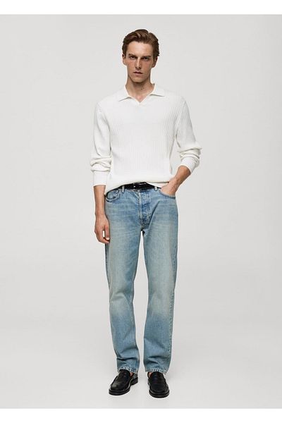 MANGO Man Polo Look Thin Line Woven