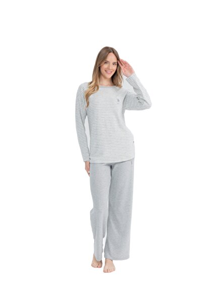 U.S. Polo Assn. Us Polo Assn. Women's Round Neck Wide Leg Pajamas Set 11025K.Z.1.E.T.7Agr0.Ou8.P.3.023Kmlke