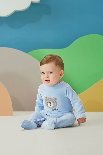 Miny Center Baby Boy Velvet Jumpsuit