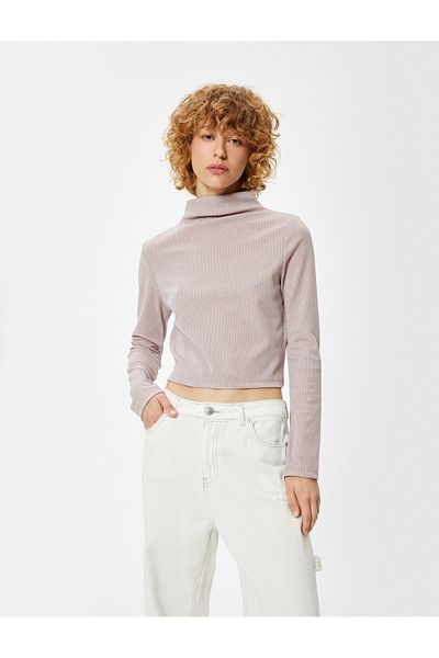 Koton Basic Long Sleeve T-Shirt Camisole Stand Collar Slim Fit