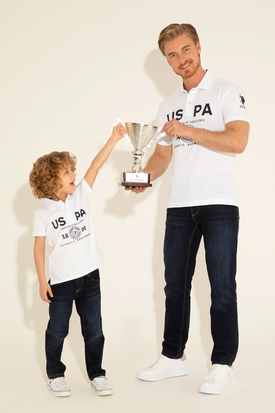 U.S. Polo Assn. Erkek Çocuk Beyaz Polo Yaka Tişört 50281550-VR013