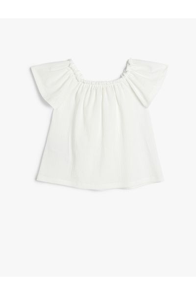 Koton Bow Detail Round Neck Short Sleeve Blouse