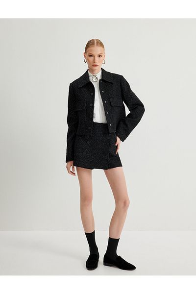 Koton Fusta scurtă mini tweed la două piept