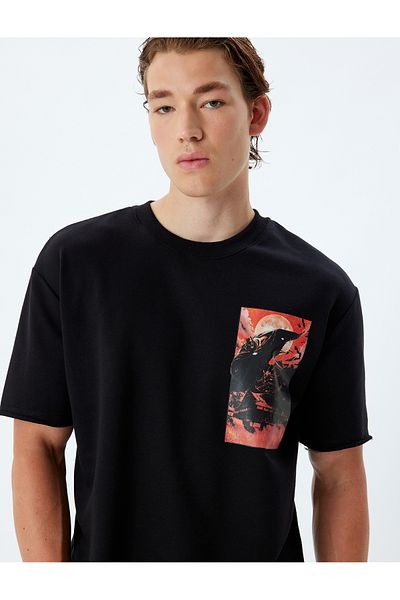 Koton Μπλουζάκι Batman με άδεια χρήσης - Oversize, κοντό μανίκι, λαιμόκοψη, βαμβακερό μείγμα