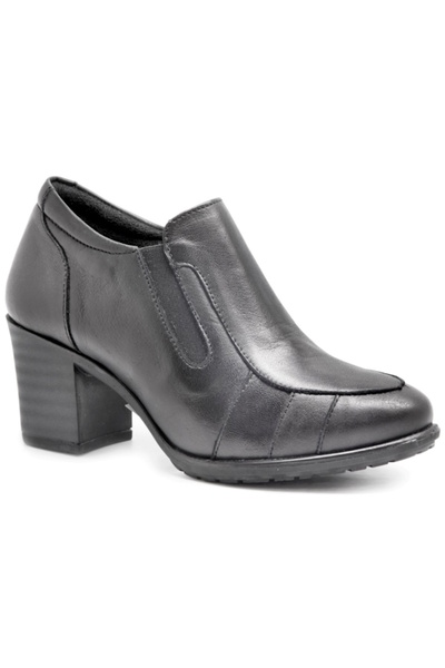 Mammamia D25KA-3135 Siyah Cilt Deri Topuklu Kadın Ayakkabı
