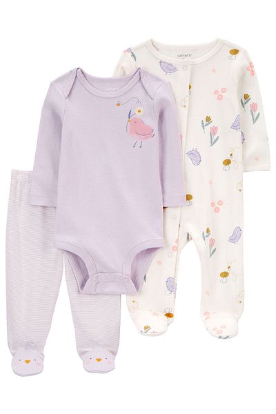 Carter's Colorful Baby Girl Jumpsuit and Body Pants Set 3 Pieces - 1R 038710