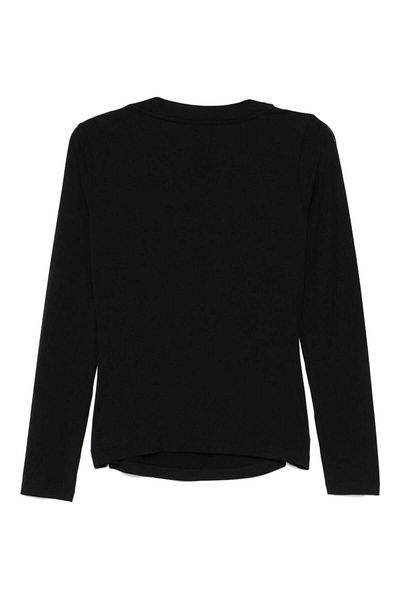 Liu Jo Women's Long Sleeve Black T-Shirt - Deep V-Neck Tf4306Js360-22222