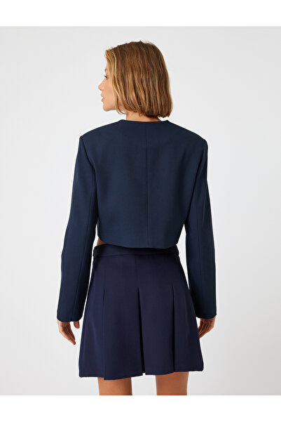 Koton Jachetă crop cu nasturi aurii cu gât rotund și buzunare