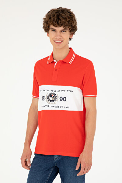 U.S. Polo Assn. Ανδρικό μπλουζάκι με κανονική εφαρμογή Polo Neck Red T-shirt ...