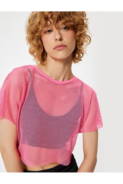 Koton Crew Neck Short Sleeve Comfortable Sports Mesh T-Shirt