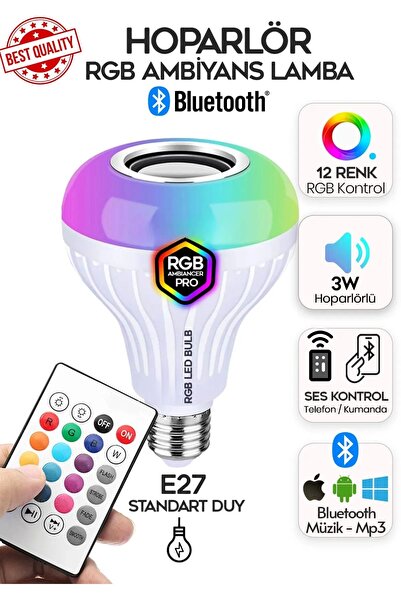 Laraheiser Premium Bluetoothlu kumandalı ampül şeklinde hoparlör lamba hoparl...