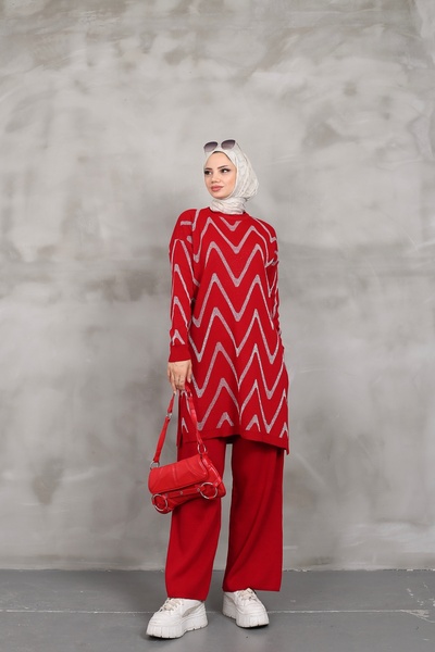 MODA Glittery Knitwear Tunic Trousers Set