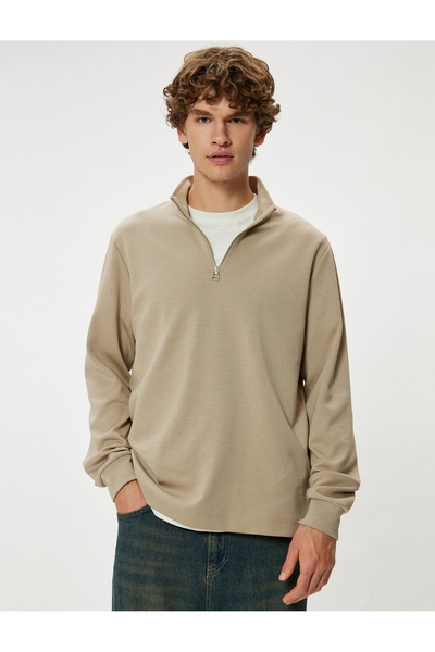 Koton Βαμβακερό μακρυμάνικο πουλόβερ Basic - με φερμουάρ