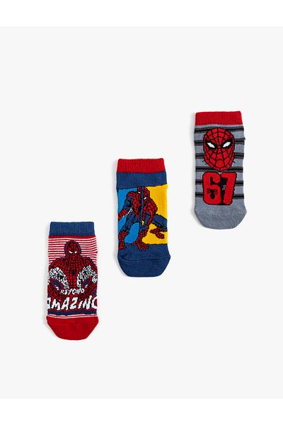 Koton Set de șosete Spiderman din 3 piese, imprimate cu licență