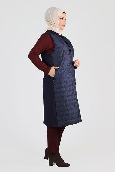 Moda Rosa 24k3001 - Navy Blue - Plus Size Quilted Vest