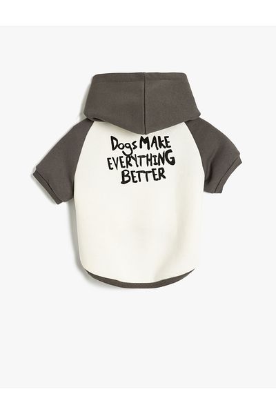 Koton Color BlocKed Printed Hooded Dog Sweatshirt