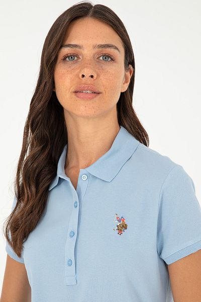 U.S. Polo Assn. Tricou de damă albastru deschis cu gât polo 50280067 -vr003