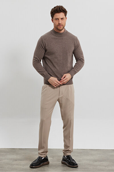 Livio Ferri Ανδρικό μάλλινο πλεκτό πουλόβερ με κανονική εφαρμογή με μισό ζιβάγκο