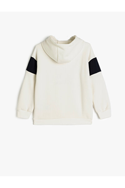 Koton Kapşonlu Sweatshirt Kayak Temalı Baskılı Uzun Kollu Şardonlu