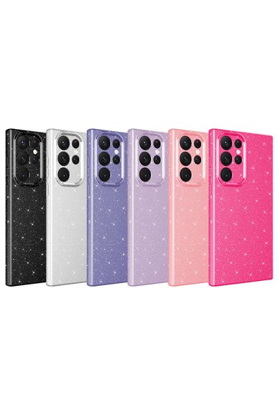 Generic Brand Galaxy S22 Ultra Case with Camera Protection, Silvery Luxury Cotton Case - Pink Dark