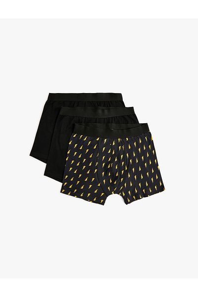 Koton Basic and Printed Cotton 3-Piece Boxer Set