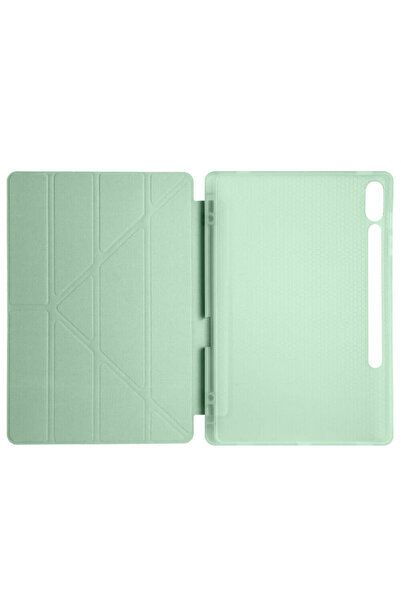 zore Galaxy Tab S9 Plus Case Compatible Zore Tri Folding Stand Case with Pen Compartment - Rose Gold