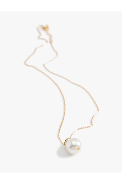 Koton Steel Necklace with Pearl Charm Detail