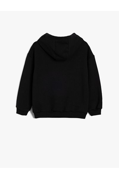 Koton Teddy Bear Printed Hooded Sweatshirt - Raster Slogan Themed