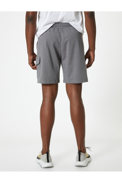 Koton Kargo Şort Cep Detaylı Beli Bağcıklı Üç İplik Kumaş Pamuk Karışımlı