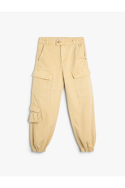 Koton Cotton Jogger Pants - Cargo Pocket and Button