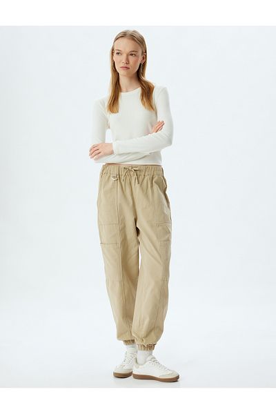 Koton Slim Fit Jogger Pants with Cargo Pocket and Lace-up Waist