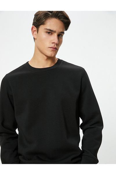 Koton Crew Neck Long Sleeve Raised Sweatshirt - Basic Model