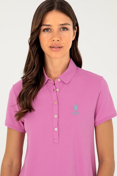 U.S. Polo Assn. Women's Pink Polo Neck Mini Length Knitted Dress 50280038-Vr037