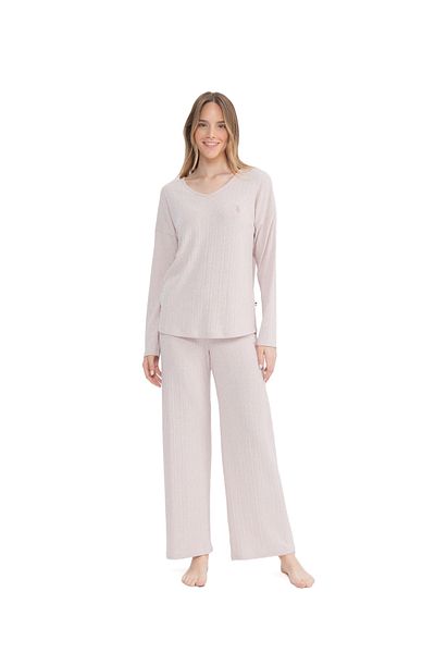 U.S. Polo Assn. Us Polo Assn. Women's V-Neck Pajama Set - Wide Leg 11025K.Z.1Et7.A0.Gr.Ou9.P0.023Kvnlke